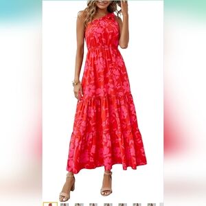 PRETTYGARDEN Women's Floral Maxi Dress 2024 Knot One Shoulder Sleeveless Ruffle